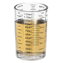 PATIKIL Schnapsglas-Messbecher, 120 ml, rund, transparent, schwere Schnapsgläser, Messbecher, Espresso-Schnapsglas mit 4 Arten von Skala für Espresso, Flüssigkaffee, Küchenutensilien, Schwarz