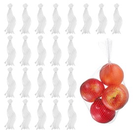 sourcing map 150pcs Egg Hatching Bags, 16 Inch Mesh Nylon Netting Reusable Produce Mesh Bags Strong Stretchable Plastic Seafood Boil Bags for Fruits Vegetables Storage, White
