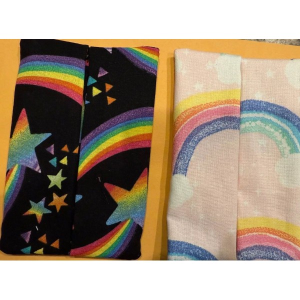 Handmade Fabric Tissue Packet Cover Travel Mini Rainbow Prints You