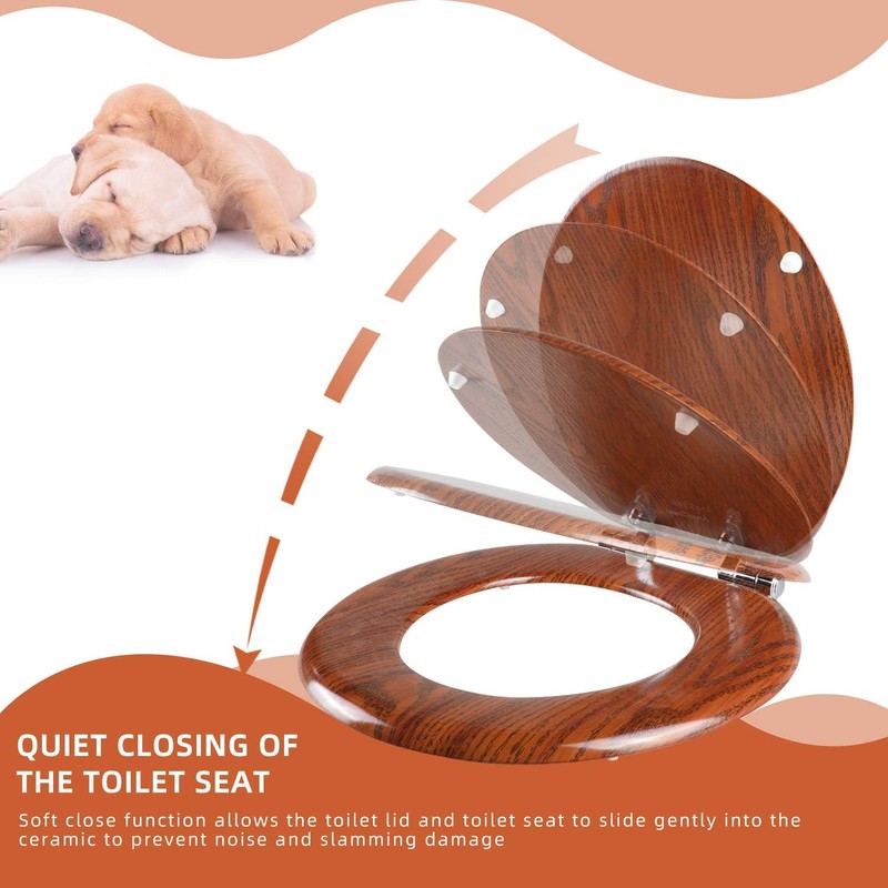 Round Toilet Seat Molded Wood Toilet Seat with Quietly Close