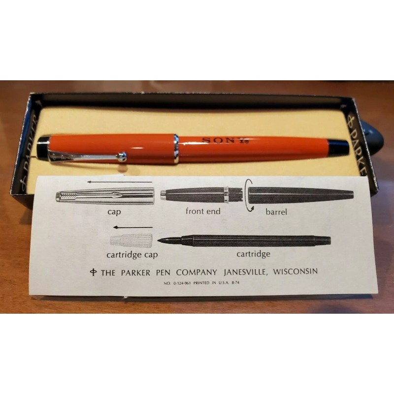 Vintage Parker Big Red Chinese Orange SONY Pen USA 70s