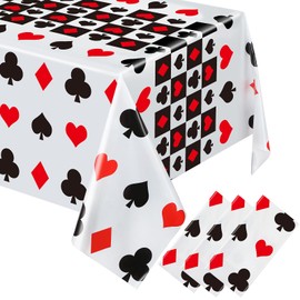 Oudain 6 Pcs Casino Poker Theme Party Tablecloth Decorations Las Vegas Party Decorations Poker Table Cover for Party Decoration Playing Card Favors Supplies Picnic, 108 x 54 Inches(Classic Style)