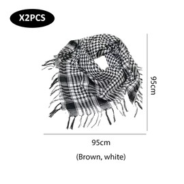 2 Scarves, Fashionable Scarf, Popular Scarf for Men and Women, Desert Scarf, Multifunctional Windproof and Sandproof Warm Scarf and Turban (Brown, Coffee White), Coffee colour, coffee white