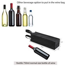 Bolsa de vino negro, reutilizable de tela no tejida para botellas de vino, 4 x 3.5 x 13.8 pulgadas, paquete de 20 bolsas de regalo de vino con asas, regalo de vino para fiestas, bodas