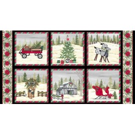 Blank Quilting 24"" X 44"" Panel It's Christmas Time Christmas Blocks Holidays Cotton Fabric Panel (3465-90), White