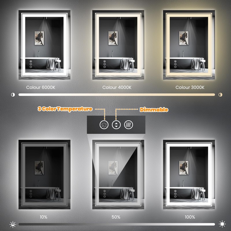 Snowdool LED Bathroom Mirror, 20"x28" Mirror with Front and Backlit,