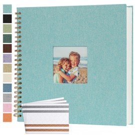 Scrapbook Photo Album 12x12 Inches 80 Pages Hardcover Kraft Paper Linen Cover Scrap Book Memory Book DIY Scrapbook Albums for Wedding Baby Boyfriend Travel Anniversary Family, LightBlue