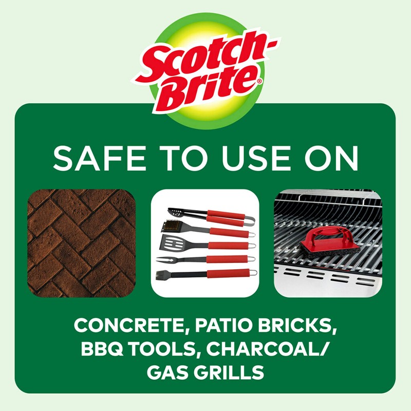 Scotch-Brite Heavy Duty Outdoor Scrubber, Ideal for Concrete, Patio Bricks,