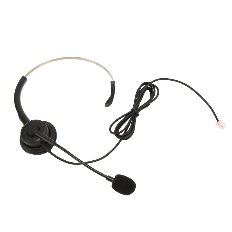 Telephone Headset Single Ear Professional Noise Canceling Adjustable Wired Phone