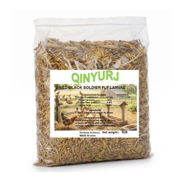Qinyurj Dried Black Soldier Fly Larvae, 85X More Calcium Than Mealworms High Protein Chicken Feed & Treats, Non-GMO for Chicken Ducks Birds