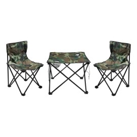 Kit Mesa + 2 Sillas Plegables Playa Jardin Camping Rojo