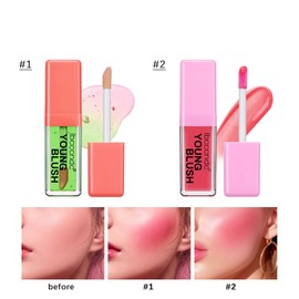 RoseFlower Colour Changing Blush, PH Colour Changing Lip Oil, Lip Gloss Lip Balm, Glassy Blush Gel Liquid Blush for Cheeks, Magic Blush, Natural-like Shine, Waterproof