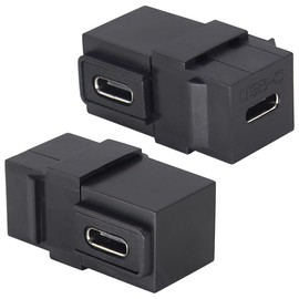 AAOTOKK 90 Degree USB C 3.1 Keystone Insert Jack Connector Right Angled USB 3.1 Type-C Female to Female Keystone Insert Socket Adapter Coupler for Wall Plate Outlet Panel (90 Degree/Black/2 Pack)