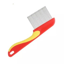 머릿니 서캐 빗 저자극 도끼빗 참빗 강아지 머리빗 비듬 [스테인리스스틸 9.7 x 6.7cm 레드] Head lice comb low-irritation axe comb dog hair comb dandruff [Stainless steel 9.7 x 6.7cm red]