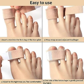 6Pcs Hammer Toe Straightener, Hammer Toe Splints, Toe Cushioned Bandages for Correcting Hammer Toes, Crooked Toes & Overlapping Toes，Protecting Curved Toes and Hammertoes, Overlapping Toe Protector