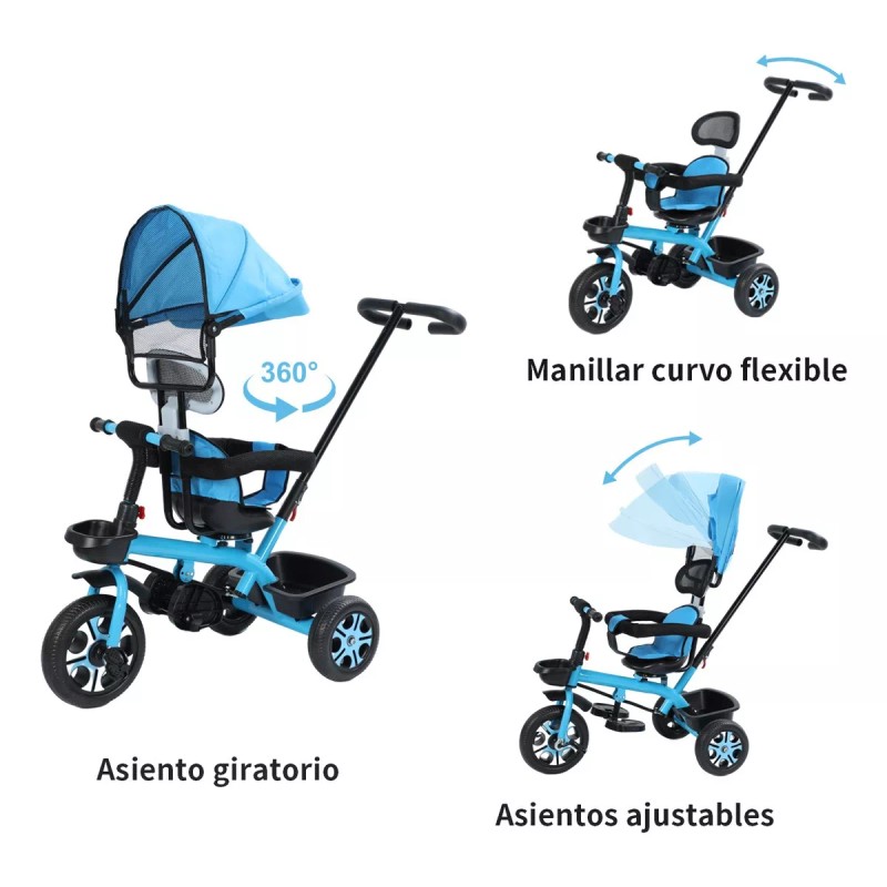 triciclo para bebé Carriola Triciclo Para Bebé Giratorio Toldo Ajustable
