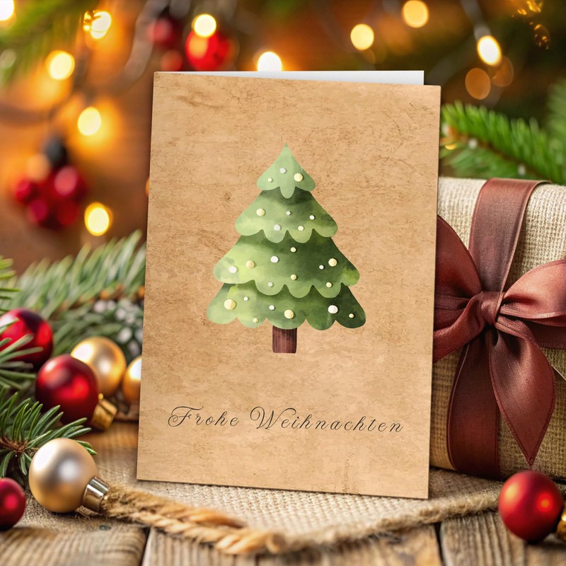 Shining She 20 Christmas Cards with Envelope Set, A6 Folding