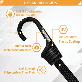 MOLADRI Bungee Cords with Hooks, Heavy Duty Outdoor Bungee Straps, 28Pack Extra Strong Rubber Elastic Rope for Luggage, Camping, Tarps, Bike Rack, Tent, Moving Cargo - Colorful