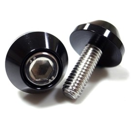 COTRAX License Plate Bolts, Lightweight, Aluminum, License Plate, Bolts, Washers + Stainless Steel M6 Bolts, Dress Up Custom Screws, Automobile, Motorcycle, Universal Parts, Circle, Set of 4 (Black)