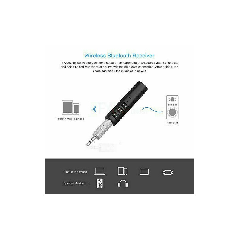 Unbranded Wireless Bluetooth Receiver 3.5mm AUX Audio Stereo Music Hands
