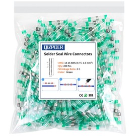 200Pcs Waterproof Solder Seal Wire Connectors, 18-16 Gauge Green Heat Shrink Butt Connectors for Electrical Marine, Automotive and Wiring Terminal Splices