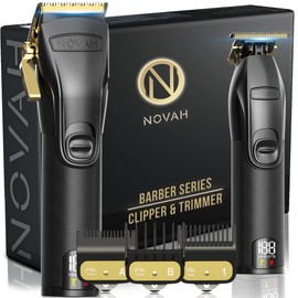 Novah® Professional Hair Clippers for Men, Professional Barber Clippers and Trimmer Set, Mens Cordless Hair Clipper for Barbers Haircut Fading Kit Fade - Gold