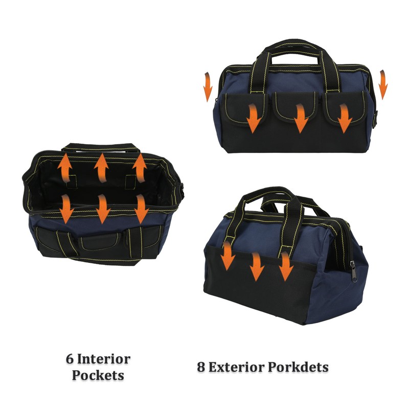 13in Tool Storage Bag Oxford Cloth Multifunctional Waterproof Wide Mouth