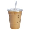 GUSTO Clear Plastic Cups with Flat Lids [16 oz -