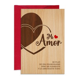 DISJOURNEY Valentines Day Card - Anniversary Card & Valentine Cards for Him/Her/Husband/Wife/Couple,Wooden Hearts Cover Design with Envelope - Inside Blank