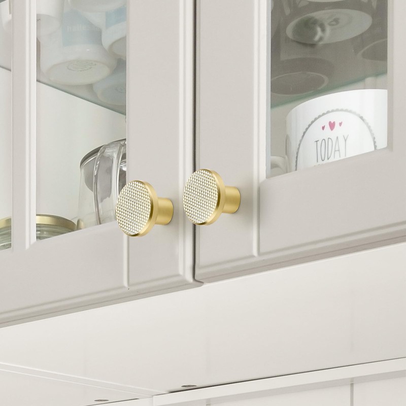 Ravinte Decor 30 Pack Brushed Brass Cabinet Knobs, 1-3/16 Inch