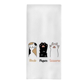 GCFET Cat Paw Kitchen Towels - Funny Cat Gifts Dish Towels, Cat Hand Tea Towels for Cat Lovers, Funny Cat Gifts Rock Paper Scissors, Funny Cat Gifts for Women, 16x24 Inch
