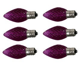 25 Pack C7 Led Replacement Bulbs, Commercial Grade 3 SMD LEDs in Each C7 Faceted Lights Bulb for Outdoor String Lights Decoration(Purple)