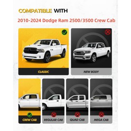 KYX Running Boards & Steps Nerf Bars Fit for 2010-2024 Dodge Ram 2500/3500 Crew Cab, A Pair 6 inch Car Door Side Steps Nerf Bars Truck Boards Step Rails-Silver Logo