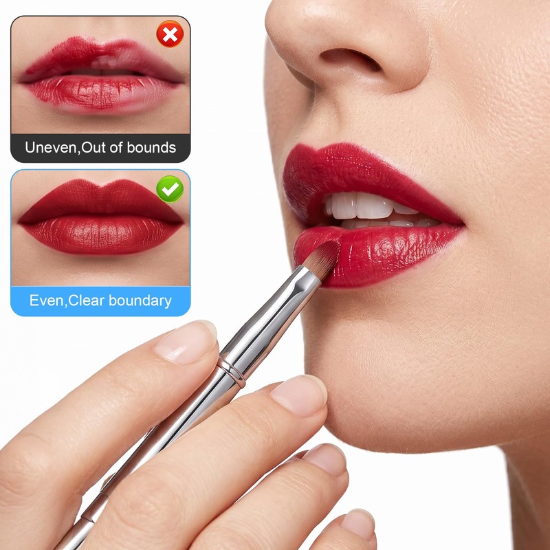 Retractable Lip Brush, Silver Dual Ended Lipstick Brush, Portable Brushes