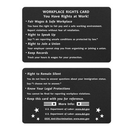ABNTY Workplace Rights Card - Legal Rights Reminder for Employees | Fair Wages, Safe Workplace, Right to Speak Up, Union Membership Protection