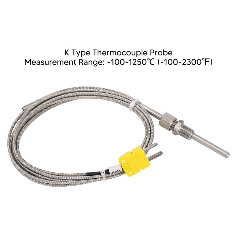 K Type Thermocouple Sensor 1/8 NPT 80mm Temperature Probe Yellow