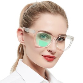 AEZUNI Oversized Bifocal Reading Glasses Women Big Frame Blue Light Readers 100 125 150 175 200 225 250 275 300 350 (Transparent,1.75)