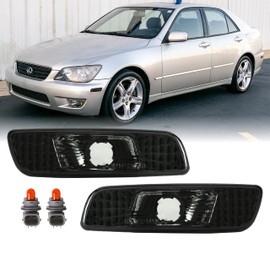 DEPO Smoke Lens Front Bumper Side Marker Light with Amber Bulbs Compatible with 2000-2005 Lexus IS200 / IS300 and 1998-2005 Lexus GS300 / GS400 / GS430