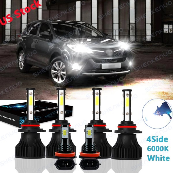 SHENKENUO For Toyota RAV4 2013-2015 -6Pc 9005&9006 LED Headlight Bulbs