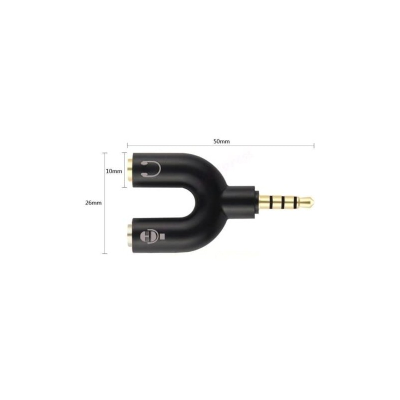 3.5mm Stereo Splitter Audio to Mic Headset Jack Plug Y