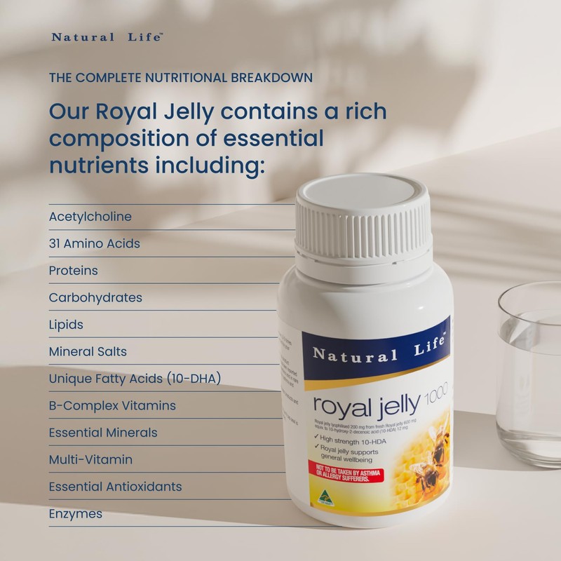 Natural Life Royal Jelly 60 capsules 1000mg 1.2% HDA