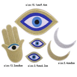 Cartoon Golden Eyes Hand Moon Planet Embroidery Chapter Embroided Cloth Patches Clothes Patch Applique Garment Accessories 6 Pcs