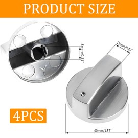 4Pcs Durable Metal Switch Control Stove Adaptors Knobs, 6mm Silver Gas Hob Knobs Control Locks, Universal Cookerknob, Cooker Contro-l Switch Replacement for Kitchen Cooktop Stove Oven Gas Hob