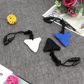 BRDI Collares de dentición de Autismo, 3 Piezas Collar de masticación de Autismo Respetuoso con el Medio Ambiente Comodidad masticable No tóxico para chuparse el Pulgar para(Rojo Blanco Azul)