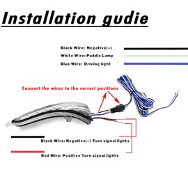 PGONE Dynamic Sequential Blink LED Side Mirror Turn Signal Light Strip Assembly White Light Parking Puddle Light Lamp Kit For Infiniti Q50 Q60 Q70 QX30