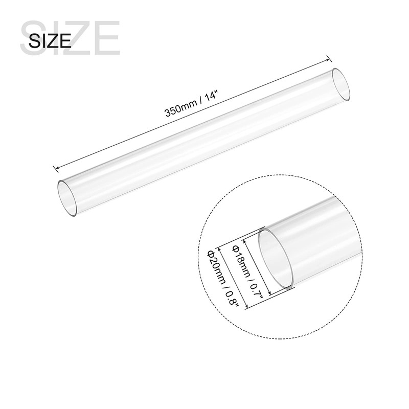 MECCANIXITY Plastic Pipe Rigid Polycarbonate Round Tube Clear 0.7"(18mm) ID