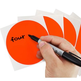 ChromaLabel 4 Inch Round Removable Color Code Dot Stickers, Inventory Labels, 5 Assorted Colors, 100 Variety Pack, Fluorescent