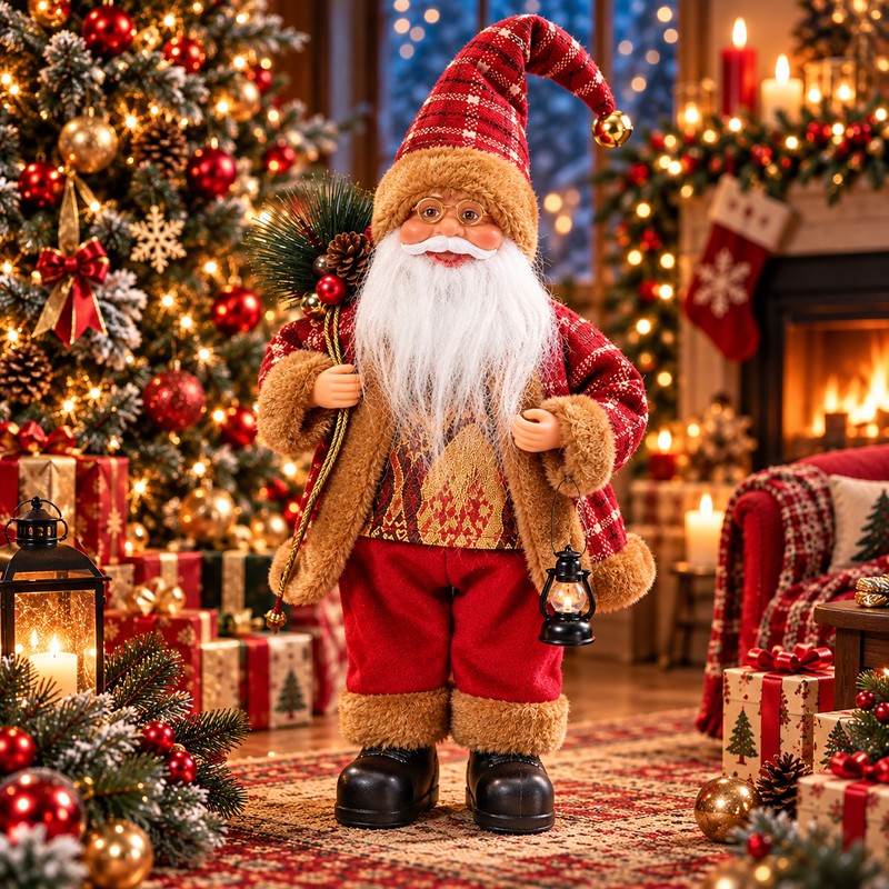 Santa Claus Plush Doll for Christmas Decor – 30cm Festive