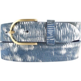 BELTINGER Women's Belt Made of Full Cowhide Leather Metal Look 4.0 cm Leather Belt Metallic Look 40 mm Shiny Belt for Women with Gold Belt Clasp 4 cm, Blue, Gold