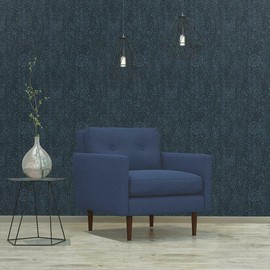 RoomMates RMK11569WP Dark Blue Ornate Ogee Peel and Stick Wallpaper